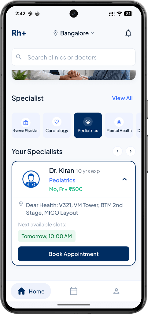 RH+ Patient Mobile App Search & Doctor List