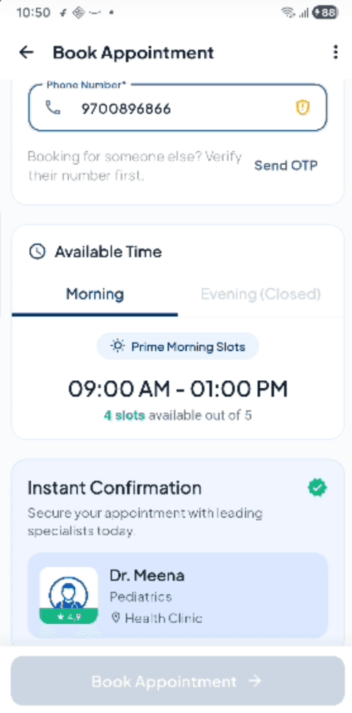 RH+ Agent Assisted Booking Screen